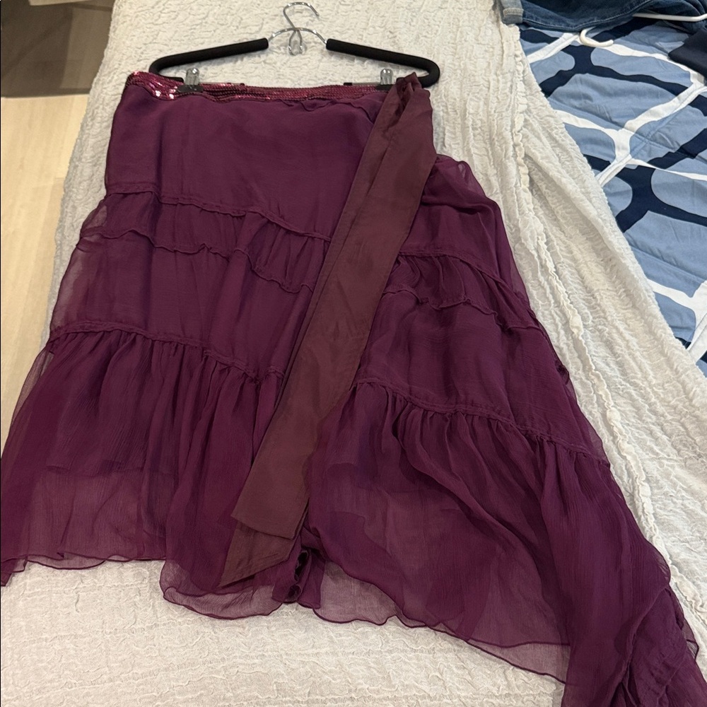 WD.NY Asymmetrical Burgundy Skirt
